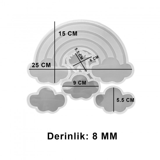 Epoksi Gökkuşağı Ve Bulutlu Baby Shower Dekorasyon Kalıbı Epoksi Gökkuşağı Ve Bulutlu Baby Shower Dekorasyon Kalıbı