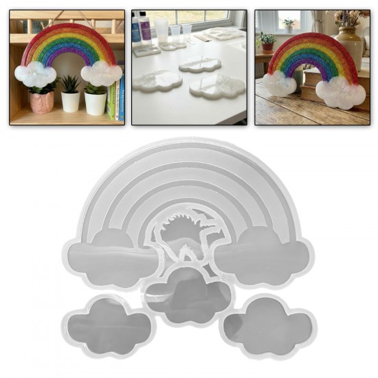 Epoksi Gökkuşağı Ve Bulutlu Baby Shower Dekorasyon Kalıbı Epoksi Gökkuşağı Ve Bulutlu Baby Shower Dekorasyon Kalıbı