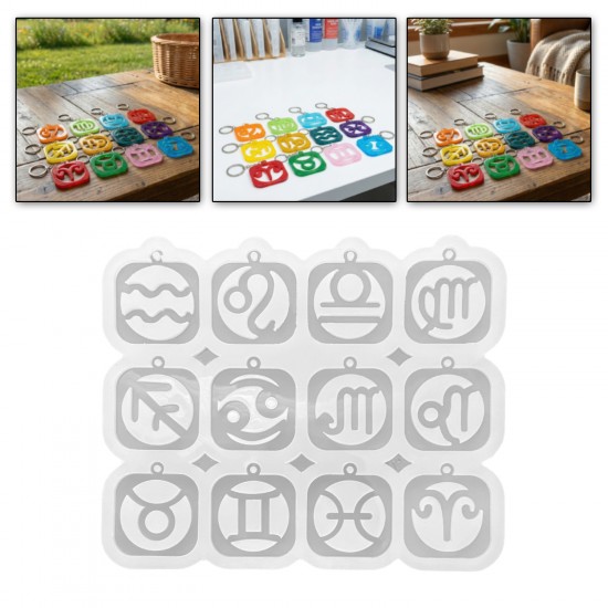 Epoksi Kare Burç Kalıbı Anahtarlık ve Kolye Kalıbı Epoksi Kare Burç Kalıbı Anahtarlık ve Kolye Kalıbı