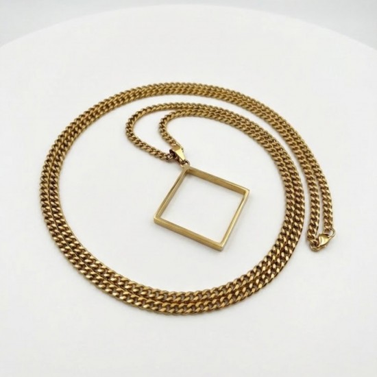 Epoksi Kare Model Metal Kolye Takı Ucu (5 Adet)