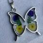 Epoksi Kelebek Model Metal Kolye Takı Ucu (5 Adet)