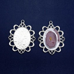 Epoksi Kolye Ucu Oval Desenli Nikel  (5 ADET) Epoksi Kolye Ucu Oval Desenli Nikel  (5 ADET)