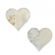 Epoksi  Magnet Gold Gümüş Varaklı Kalp Model 7 CM  (10 Adet)