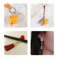 Epoksi Mini Deri Anahtarlık Küpe Püskül Karışık Renk (100 Adet) Epoksi Mini Deri Anahtarlık Küpe Püskül Karışık Renk (100 Adet)