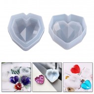 Epoksi, Mum, Taş Tozu 3D Geometrik Kalp Silikon Kalıbı 5.7 CM