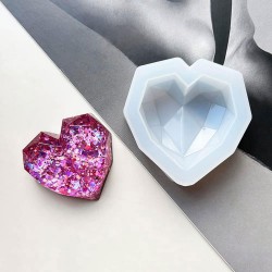 Epoksi, Mum, Taş Tozu 3D Geometrik Kalp Silikon Kalıbı 5.7 CM Epoksi, Mum, Taş Tozu 3D Geometrik Kalp Silikon Kalıbı 5.7 CM