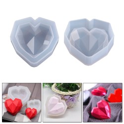 Epoksi, Mum, Taş Tozu 3D Geometrik Kalp Silikon Kalıbı 8.7 CM