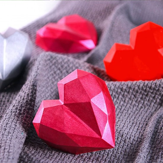 Epoksi, Mum, Taş Tozu 3D Geometrik Kalp Silikon Kalıbı 8.7 CM Epoksi, Mum, Taş Tozu 3D Geometrik Kalp Silikon Kalıbı 8.7 CM
