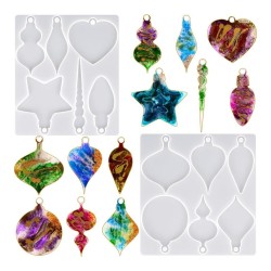 Epoksi Noel Dekorasyon Süsleri Silikon Kalıbı 12 Li (2 Parça)