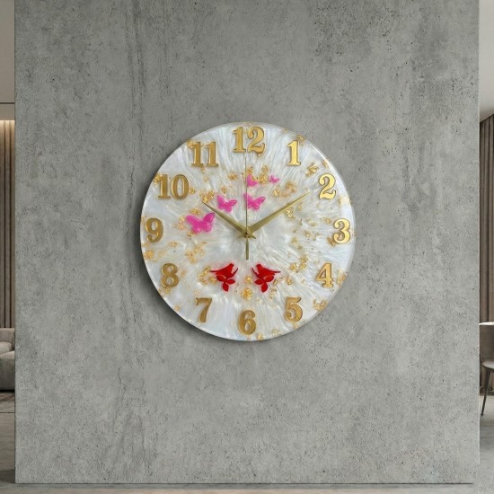 Epoksi Kelebek ve Kuş Desenli Rakamlı Saat Kalıbı 30 CM Epoksi Kelebek ve Kuş Desenli Rakamlı Saat Kalıbı 30 CM