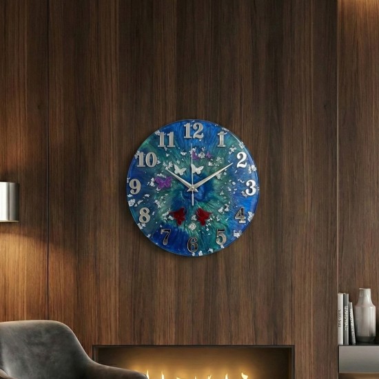 Epoksi Kelebek ve Kuş Desenli Rakamlı Saat Kalıbı 30 CM Epoksi Kelebek ve Kuş Desenli Rakamlı Saat Kalıbı 30 CM