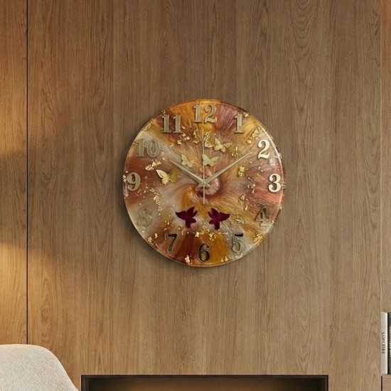 Epoksi Kelebek ve Kuş Desenli Rakamlı Saat Kalıbı 30 CM Epoksi Kelebek ve Kuş Desenli Rakamlı Saat Kalıbı 30 CM