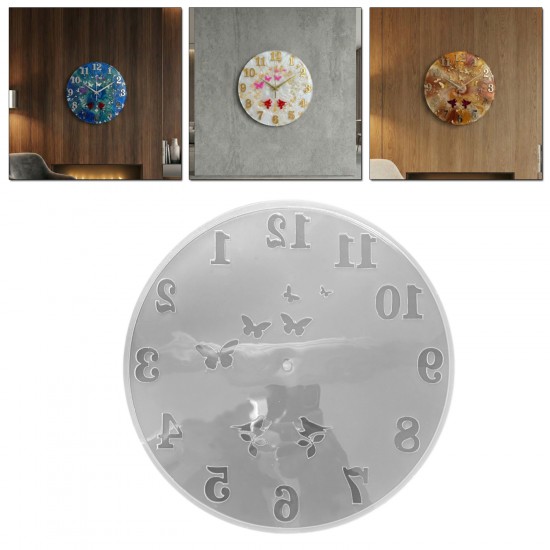 Epoksi Kelebek ve Kuş Desenli Rakamlı Saat Kalıbı 30 CM Epoksi Kelebek ve Kuş Desenli Rakamlı Saat Kalıbı 30 CM