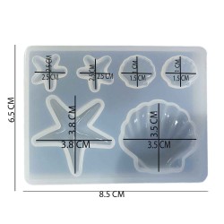 Epoksi Silikon Kalıp  Deniz Kabuğu Şekiller 6 Lı 9048