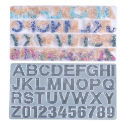 Epoksi Silikon Kalıp Düz Büyük Delikli Harfler ve Rakamlar Kalıbı 36 Lı