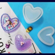 Epoksi Silikon Kalıp Mücevher Saklama Kutusu Kalp Modeli 8X9 CM  Epoksi Silikon Kalıp Mücevher Saklama Kutusu Kalp Modeli 8X9 CM