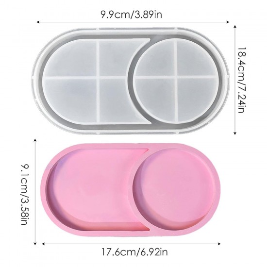 Epoksi Silikon Kalıp Oval Mini Tepsi Yuvarlak Bölmeli 18.4X9.9 CM Epoksi Silikon Kalıp Oval Mini Tepsi Yuvarlak Bölmeli 18.4X9.9 CM
