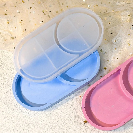 Epoksi Silikon Kalıp Oval Mini Tepsi Yuvarlak Bölmeli 18.4X9.9 CM Epoksi Silikon Kalıp Oval Mini Tepsi Yuvarlak Bölmeli 18.4X9.9 CM
