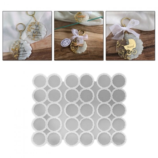 Epoksi Silikon Kalıp Tırtıklı Geode Anahtarlık Kalıbı 5.8 CM 30 Lu Epoksi Silikon Kalıp Tırtıklı Geode Anahtarlık Kalıbı 5.8 CM 30 Lu