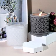 Epoksi Silikon Taş Tozu Geometrik Desenli Mumluk Mücevher Saklama Kutusu Kalıbı