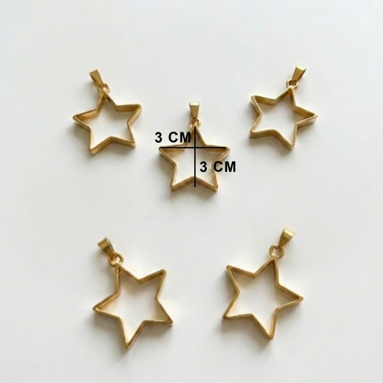 Epoksi Yıldız Model Metal Kolye Takı Ucu (5 Adet)