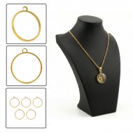 Epoksi Yuvarlak Daire Model Metal Kolye Takı Ucu (5 Adet)