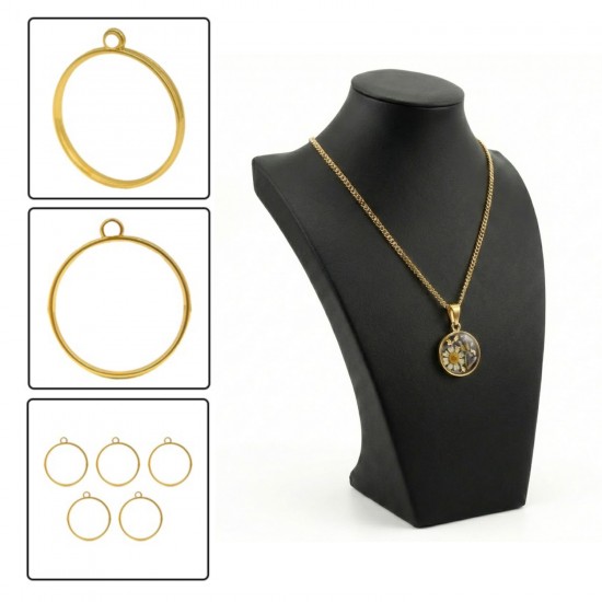 Epoksi Yuvarlak Daire Model Metal Kolye Takı Ucu (5 Adet) Epoksi Yuvarlak Daire Model Metal Kolye Takı Ucu (5 Adet)