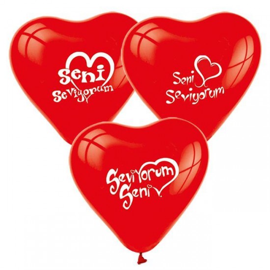Balon 1+1 Seni Seviyorum Kalp Kırmızı (20 Adet) Balon 1+1 Seni Seviyorum Kalp Kırmızı (20 Adet)