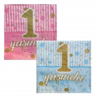 Kağıt Peçete 1 Yaşında Yazılı 33X33 CM (20 Adet)