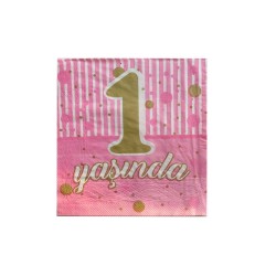 Kağıt Peçete 1 Yaşında Yazılı 33X33 CM (20 Adet) Kağıt Peçete 1 Yaşında Yazılı 33X33 CM (20 Adet)