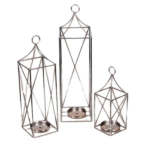 Metal 3Lü Set Dekoratif Mumluk Fener Metal 3Lü Set Dekoratif Mumluk Fener
