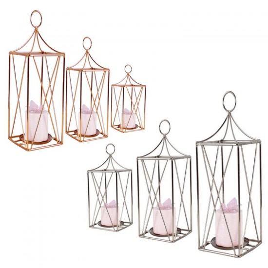 Metal 3Lü Set Dekoratif Mumluk Fener Metal 3Lü Set Dekoratif Mumluk Fener