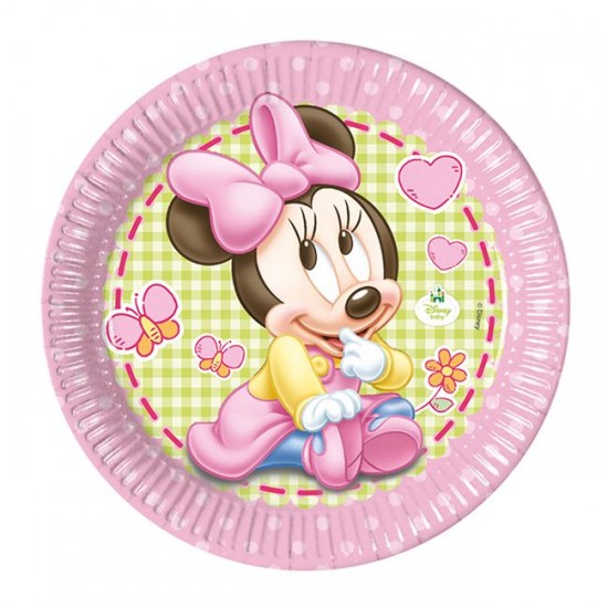 Minnie Mause Disney Baby Temalı Karton Tabak 23 Cm (8 Adet)