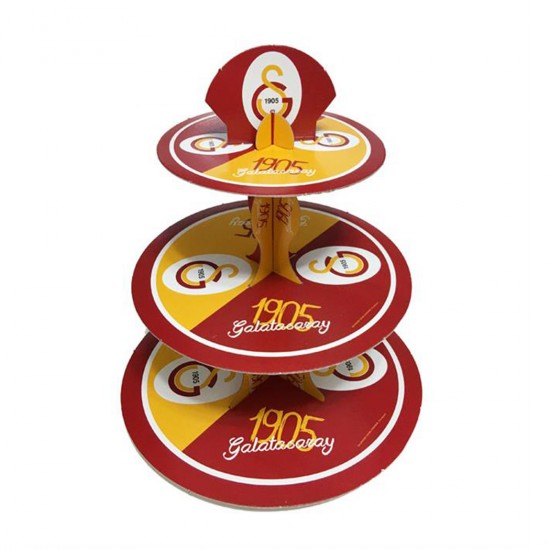 3 Katlı Karton Cupcake Standı Galatasaray Temalı Kek Standı 3 Katlı Karton Cupcake Standı Galatasaray Temalı Kek Standı