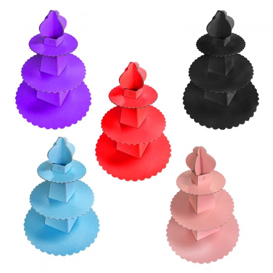 3 Katlı Karton Cupcake Standı Piramit Modeli Düz Renk Kek Standı 3 Katlı Karton Cupcake Standı Piramit Modeli Düz Renk Kek Standı