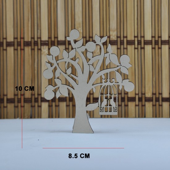 Ahşap Ağaç Kuş Kafesli Lazer Kesim Obje (20 Adet)