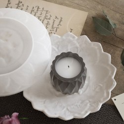 Silikon Epoksi Tabak Kalıbı Lotus Tabak Kalıbı Taş Tozu Çiçek Tabak Kalıbı 18x18x2.2 CM