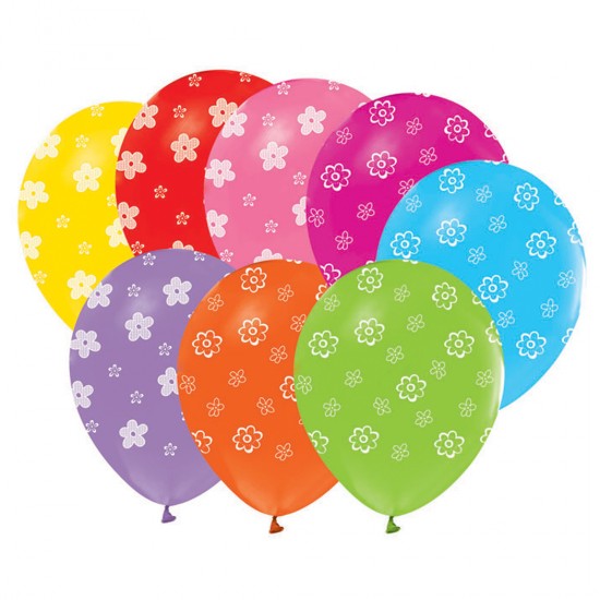 Balon 12 inç  Çepeçevre Papatya Model Karışık Renk (20 Adet)