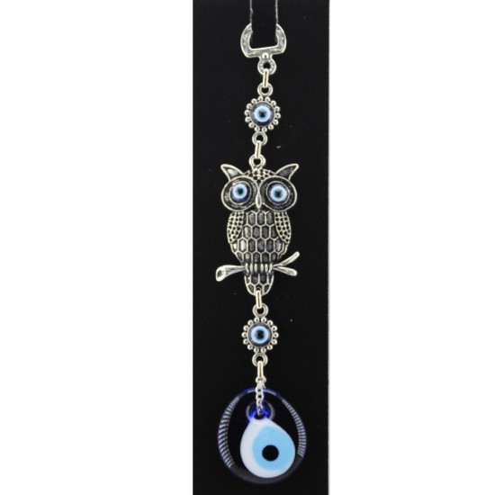 Cam Nazar Boncuklu Metal Duvar Süsü Baykuş Figürü Kapı Süsü Cam Nazar Boncuklu Metal Duvar Süsü Baykuş Figürü Kapı Süsü