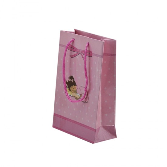 Karton Çanta Minik Boy Bebek Fiyonklu 11X17 Cm (25 Adet)