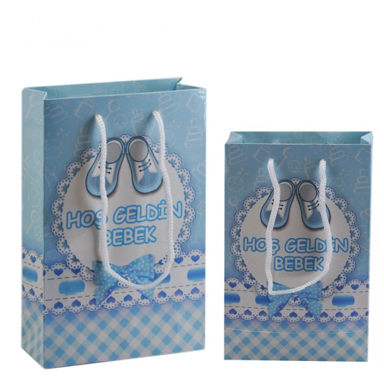 Çanta Karton Minik Boy Hoşgeldin Bebek Yazılı 11X17 (20 Adet) Çanta Karton Minik Boy Hoşgeldin Bebek Yazılı 11X17 (20 Adet)