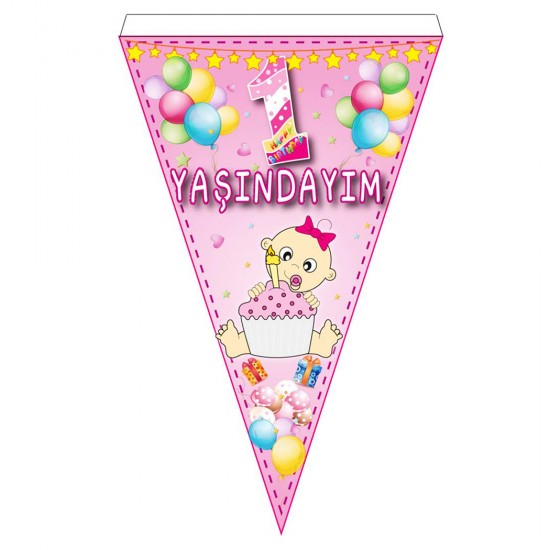 Flama 1 Yaşındayım Bebek Pastalı Balonlu Flama 1 Yaşındayım Bebek Pastalı Balonlu
