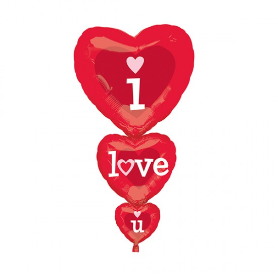 I Love You 3 Lü Kalp Folyo Balon (50X100 Cm) I Love You 3 Lü Kalp Folyo Balon (50X100 Cm)