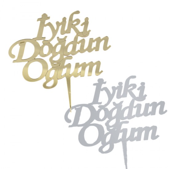 İyiki Doğdun Pasta Süsü Yazısı Aynalı Pleksi