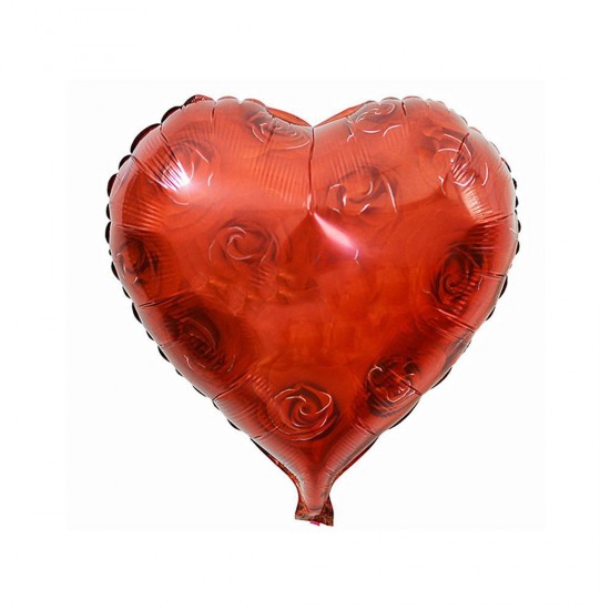 Kalp Folyo Balon Kırmızı Güllü 45X45 Cm