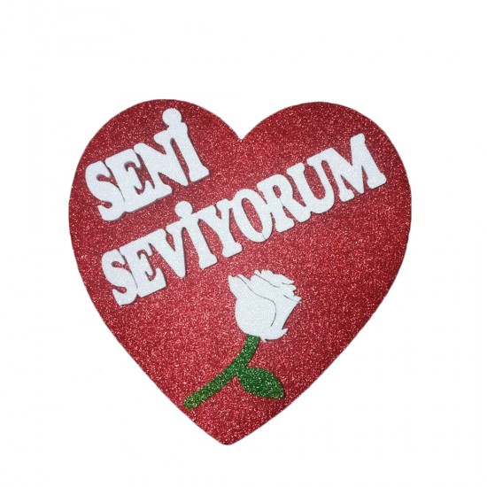 Strafor Kapı Süsü Kalp Seni Seviyorum Büyük Boy