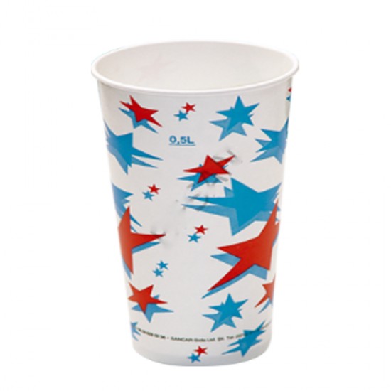 Karton Bardak 16 Oz Kımızı Beyaz Yıldız Desenli (50 Adet) Karton Bardak 16 Oz Kımızı Beyaz Yıldız Desenli (50 Adet)