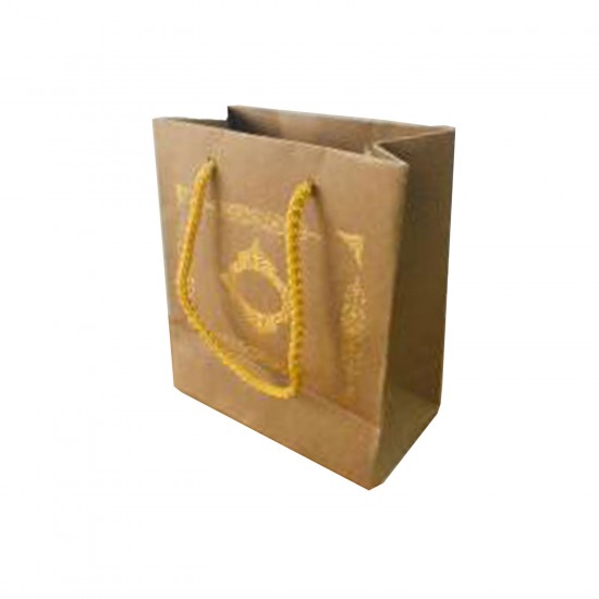 Karton İpsaplı Hediye Çantası Saray Desenli GOLD 15X17X8 10 Adet