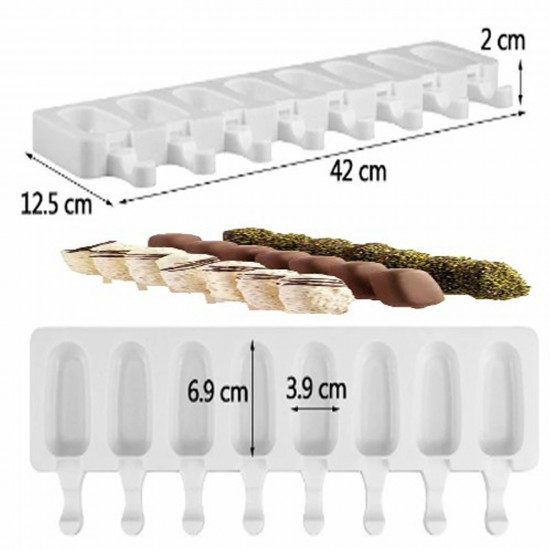 Magnum Şekilli Silikon Dondurma Tatlı Meybuz Kalıbı 8 li Magnum Şekilli Silikon Dondurma Tatlı Meybuz Kalıbı 8 li