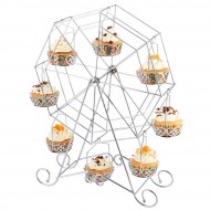 Metal Cupcake Standı Dönme Dolap- Kalplı  Kek Standı